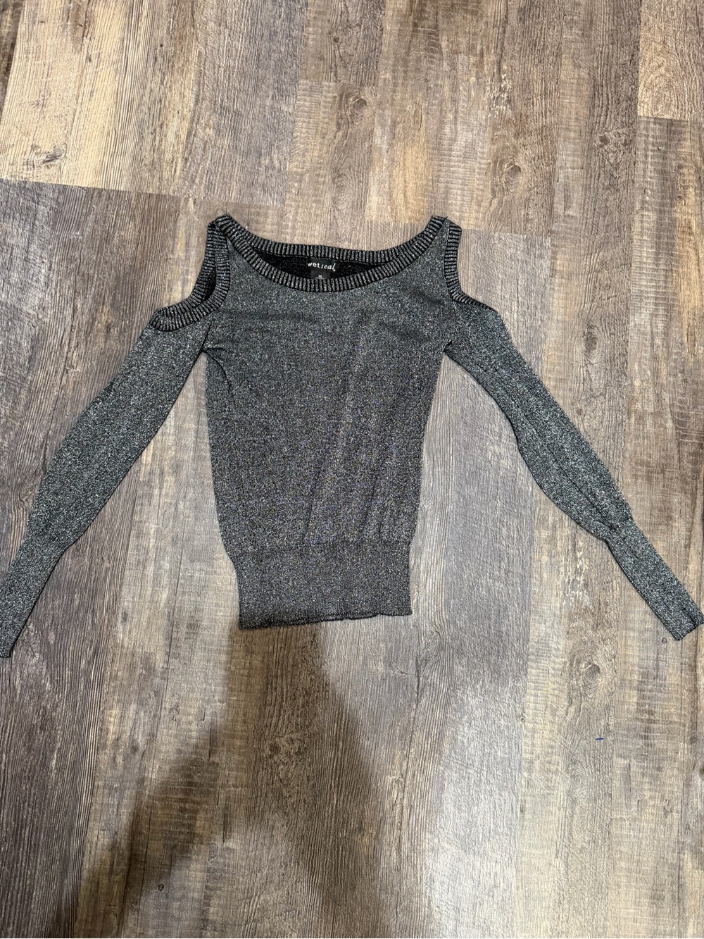 Wet Seal Black Sparkle Off-the-Shoulder Sweater